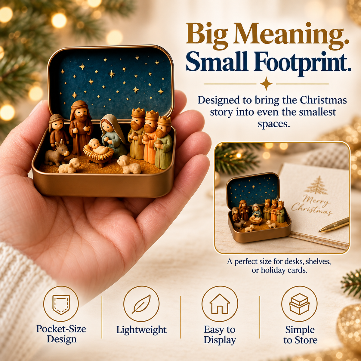 ✝️Faith Trend｜Daily 1000+ Sold｜Mini Christmas Nativity Set in Tin Box