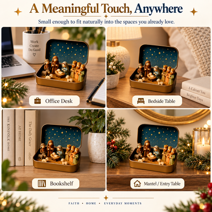 ✝️Faith Trend｜Daily 1000+ Sold｜Mini Christmas Nativity Set in Tin Box