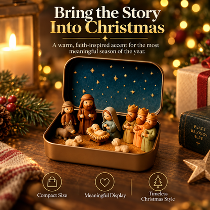 ✝️Faith Trend｜Daily 1000+ Sold｜Mini Christmas Nativity Set in Tin Box