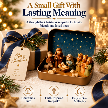 ✝️Faith Trend｜Daily 1000+ Sold｜Mini Christmas Nativity Set in Tin Box
