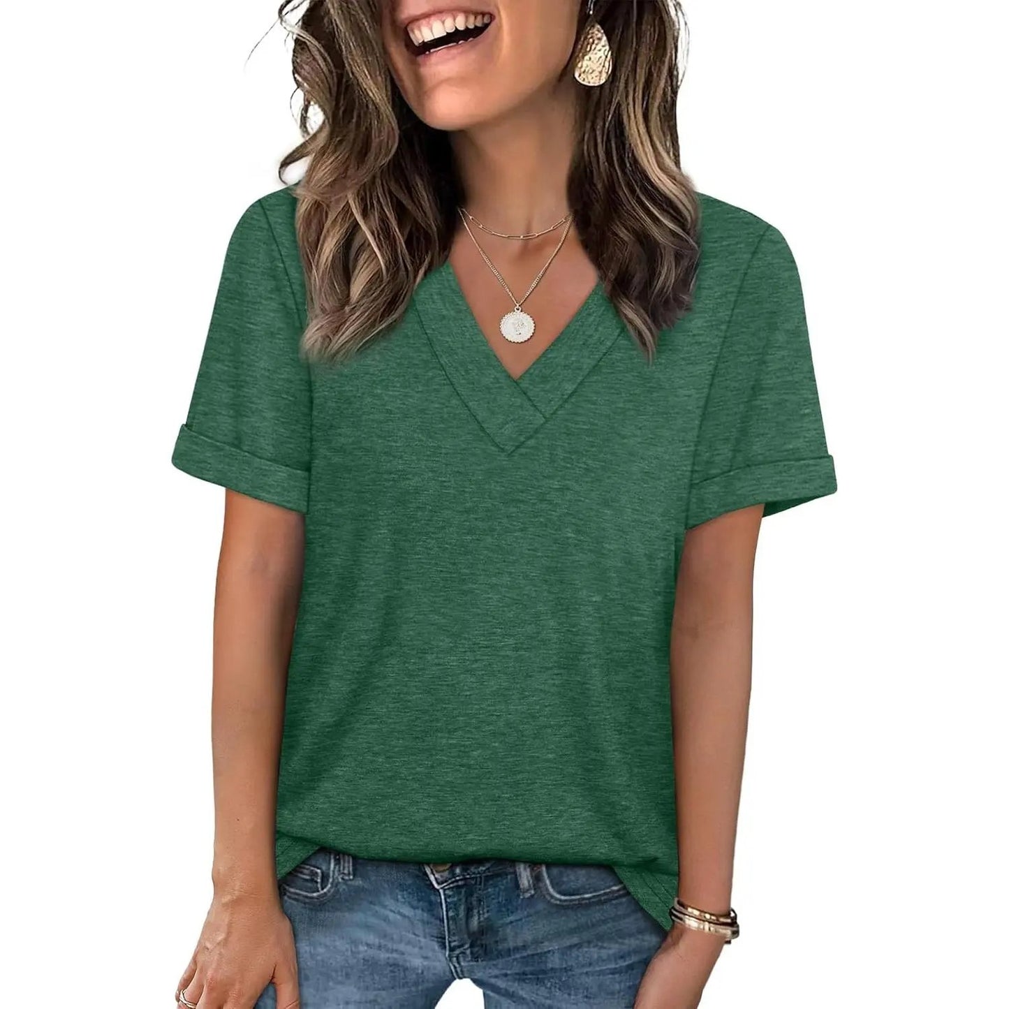 Essential V-Neck Summer Tee - Soft Cotton Blend