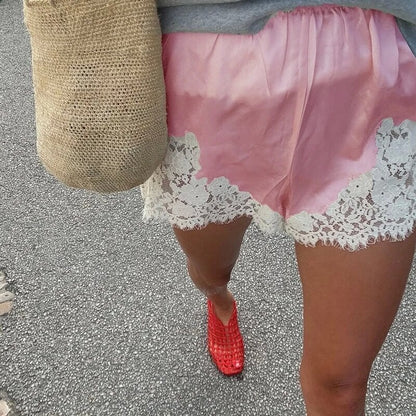 🔥Hot Sale 49% off❤️Satin Silk Lace Shorts for Women