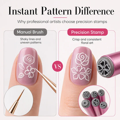 🔥Nail Art Stamp Pen Set – Floral & Butterfly Nail Design Tool