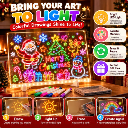 🎨 LED Light-Up Drawing Board for Kids – Reusable Glow Art Kit
