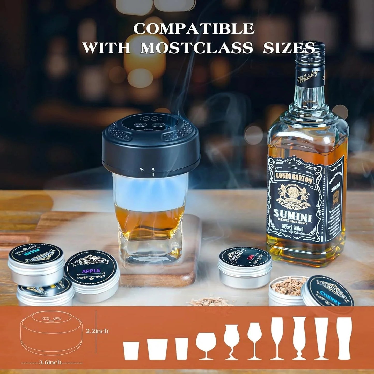 🔥Hot Sale 49% off🌟2026 New Electric Whiskey Smoker Kit with 6 Wood Chips