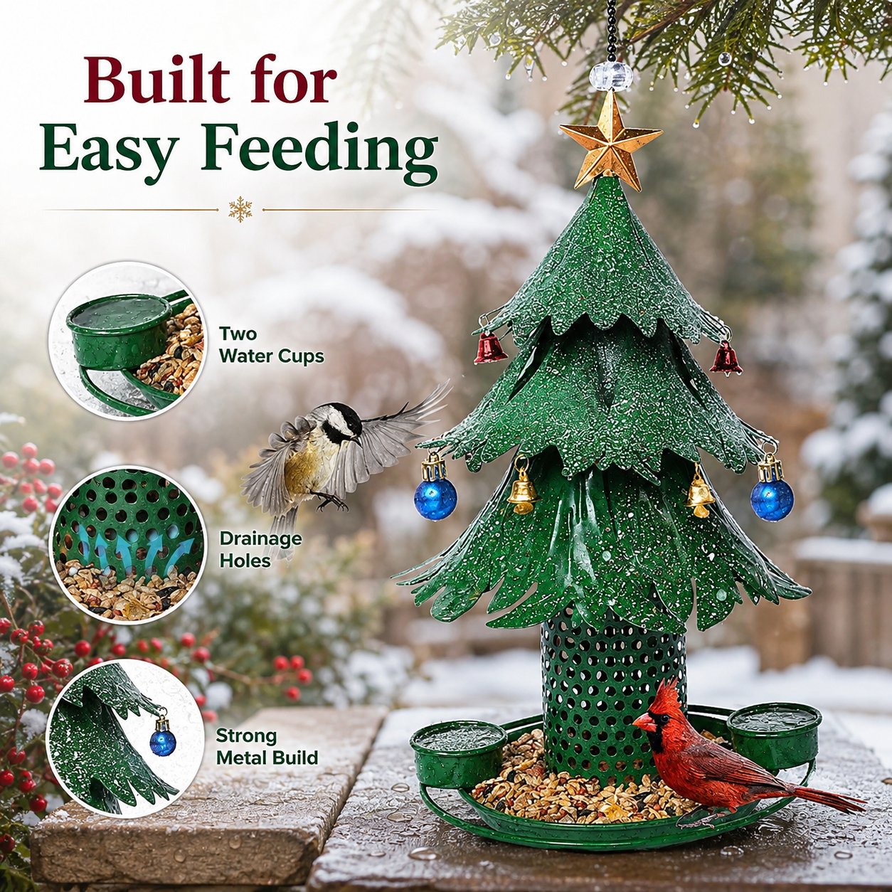 🎁Christmas Tree Bird Feeder 🎄 Festive Backyard Holiday Decor