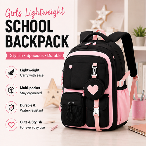 🔥Girl Backpack, Spacious Bookbag, Durable Teens School Bag