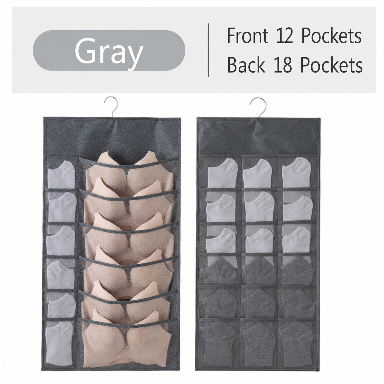 🔥 Space-Saving Bra & Underwear Hanging Organizer – 30 Pockets Dual-Sided Closet Storage Bag for Lingerie, Socks & Small Essentials
