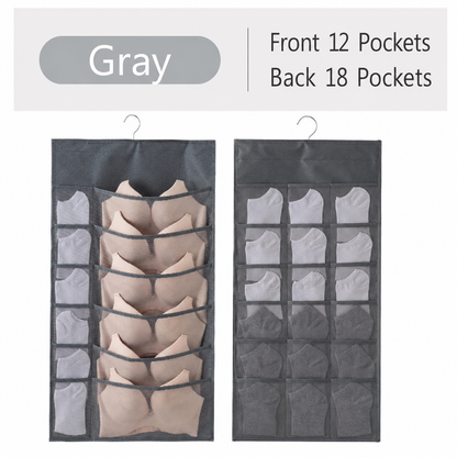 🔥 Space-Saving Bra & Underwear Hanging Organizer – 30 Pockets Dual-Sided Closet Storage Bag for Lingerie, Socks & Small Essentials