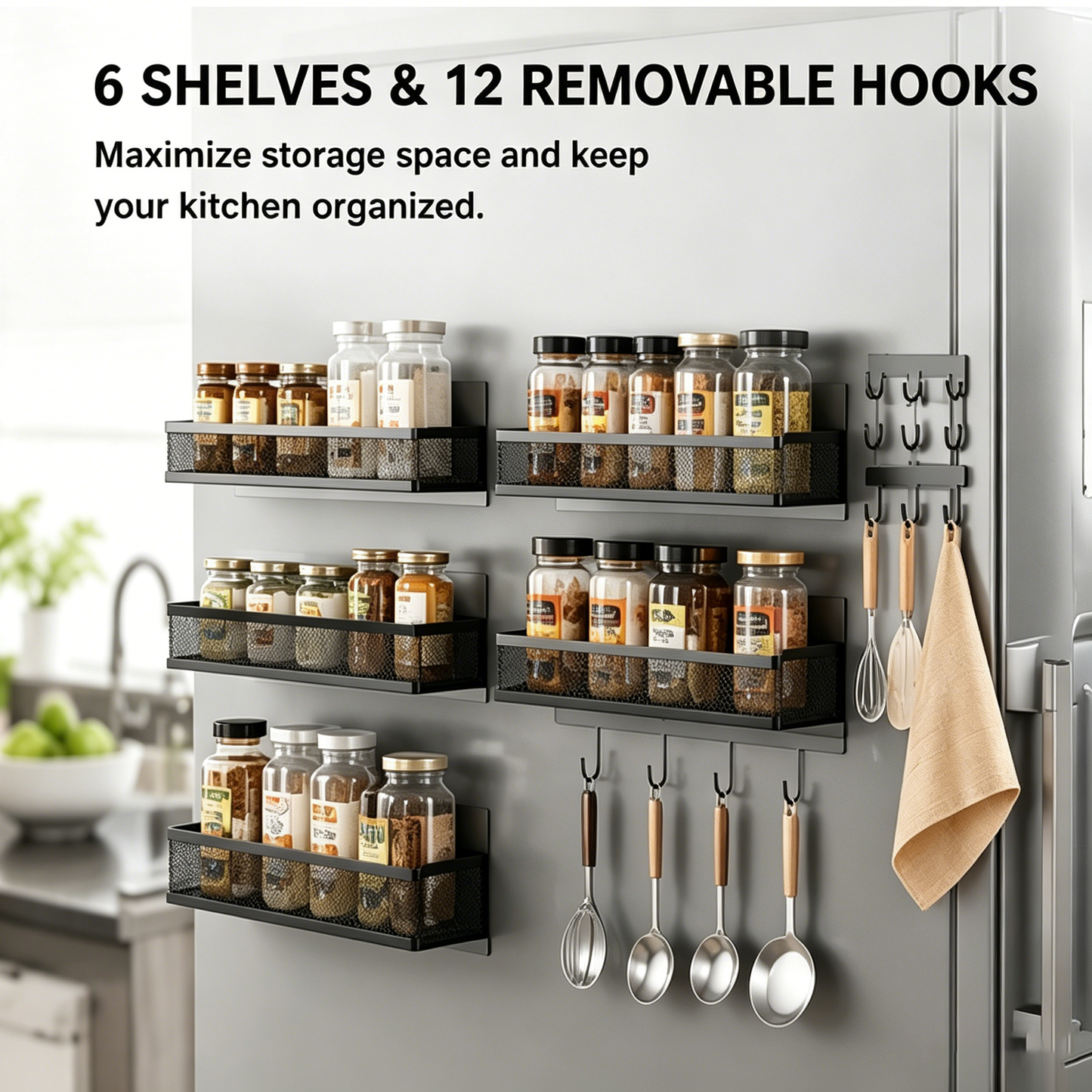 🔥Hot Sale | 2-Pack Magnetic Refrigerator Spice Rack Organizer