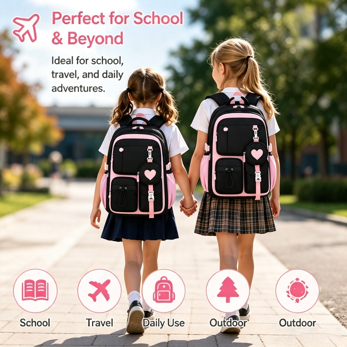 🔥Girl Backpack, Spacious Bookbag, Durable Teens School Bag