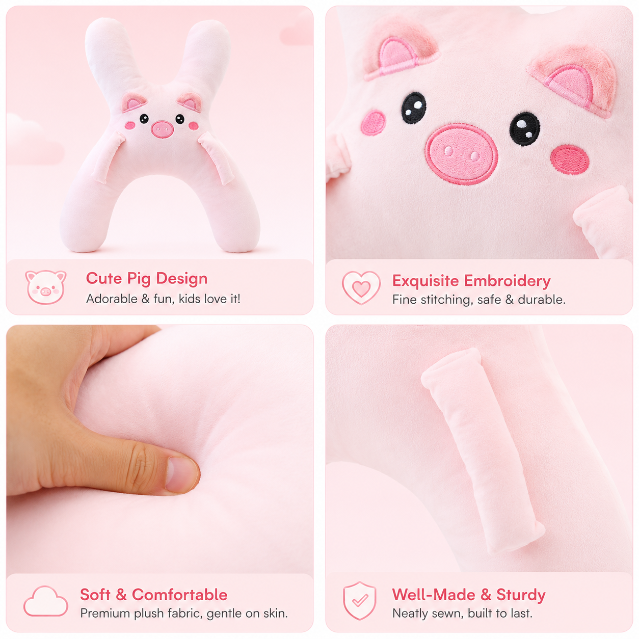 🐷 Cozy Car Neck Pillow for Kids 💖