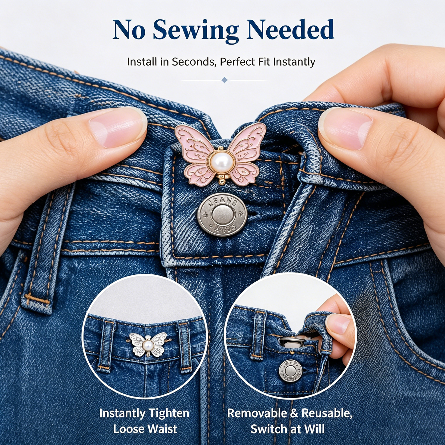 Last Day 49% OFF🔥8PCS Butterfly Waist Tighteners 🦋 Perfect Fit in Seconds — No Sewing Needed