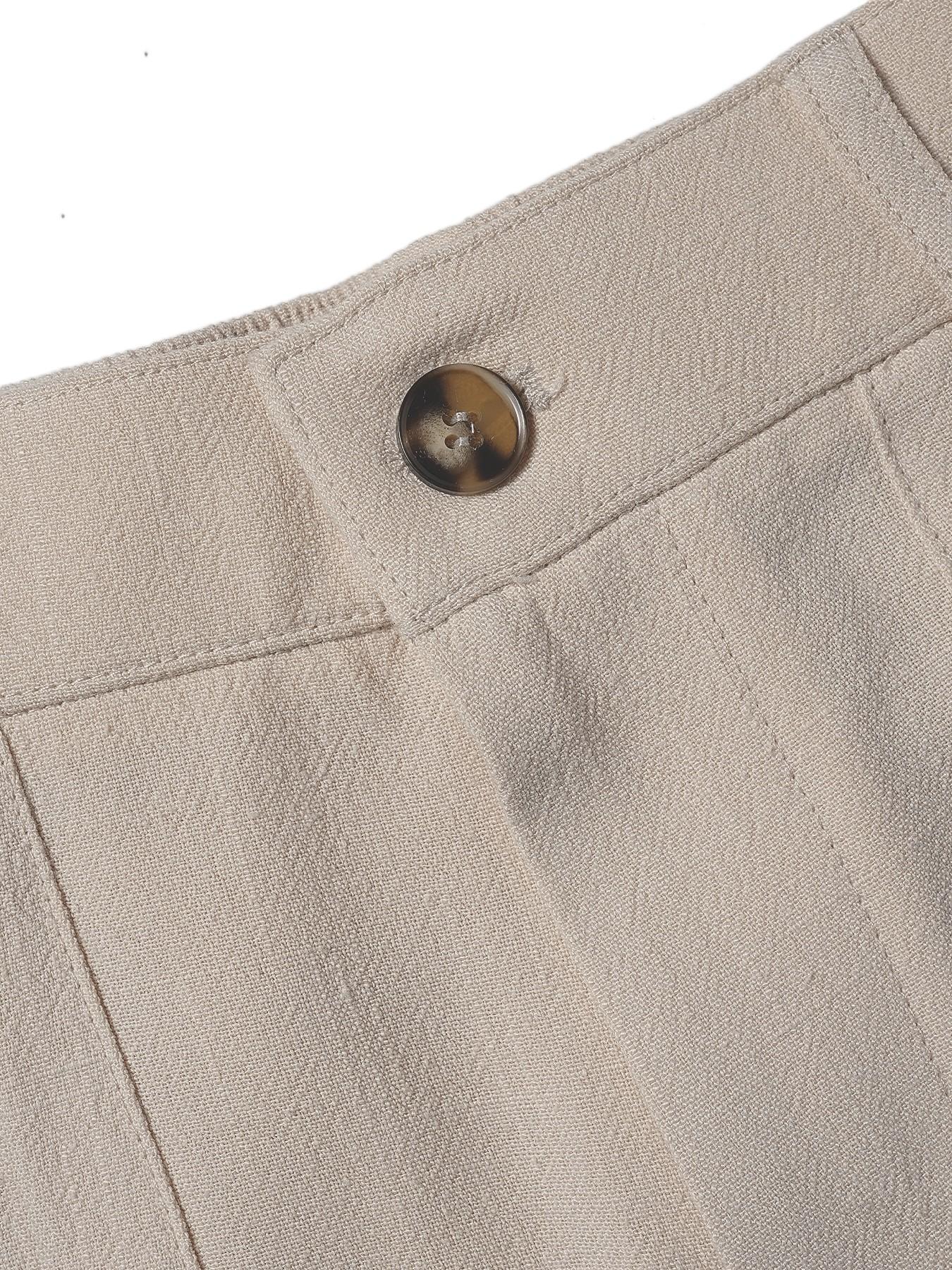 Women's Classical Linen Palazzo Pants Summer Flowy Wide Straight Leg Beach Trousers With Pocket Casual Solid Color Soft Elastic High Waist Lounge Pants