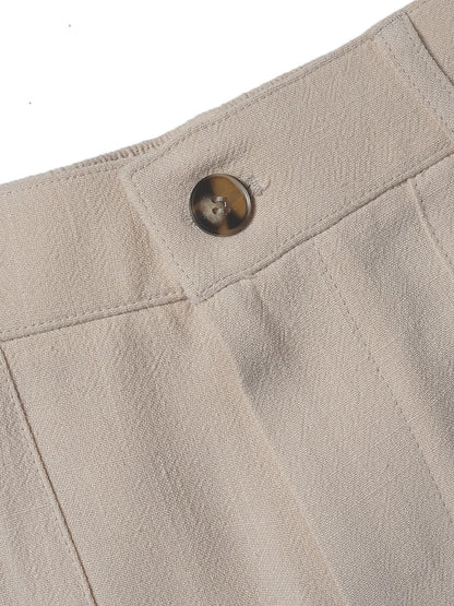 Women's Classical Linen Palazzo Pants Summer Flowy Wide Straight Leg Beach Trousers With Pocket Casual Solid Color Soft Elastic High Waist Lounge Pants