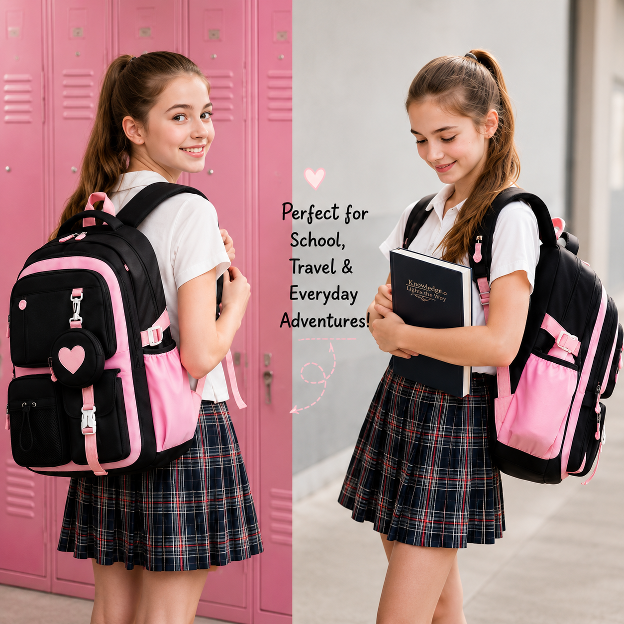 🔥Girl Backpack, Spacious Bookbag, Durable Teens School Bag