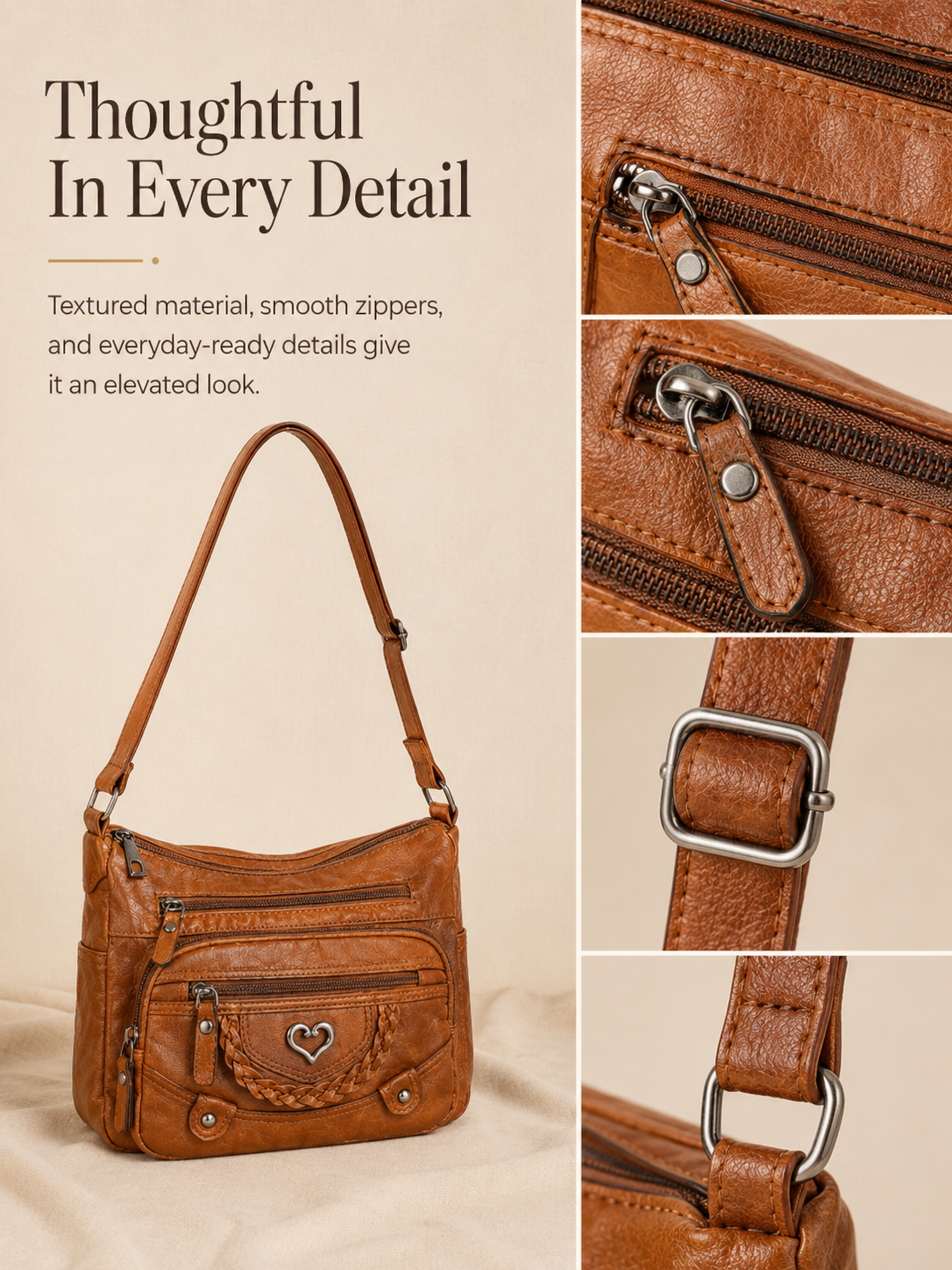 📢📢50% OFF !! ⏰Women's Soft PU Leather Multi-Pocket Crossbody Bag