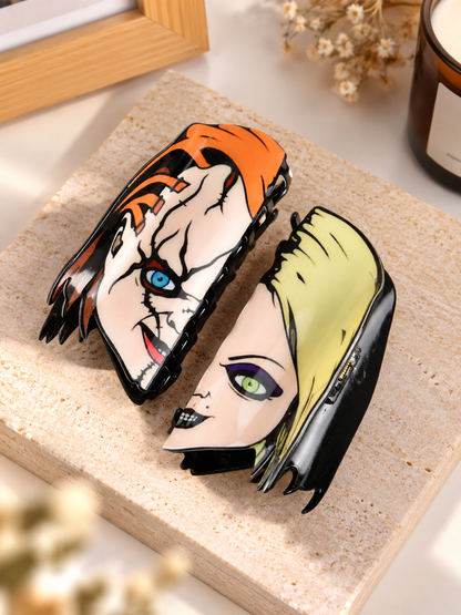🎃 Halloween Style Deal – Double-Sided Horror Claw Hair Clips 💀 Bold Plastic Hair Accessories for Women & Men, Perfect for Spooky Season Looks ✨
