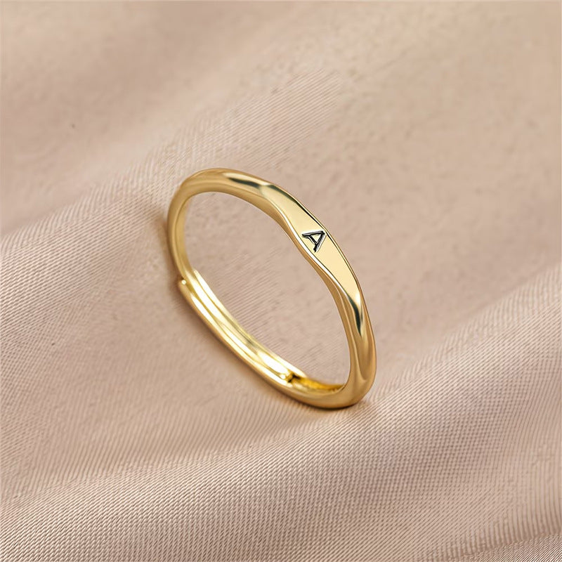 🎁14K Gold Filled Ring Gold Initial Ring Dainty Gold Simple Letter Band Rings