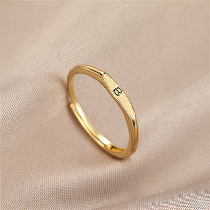 🎁14K Gold Filled Ring Gold Initial Ring Dainty Gold Simple Letter Band Rings