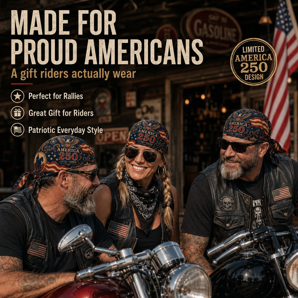 Last Day 49% OFF🔥America 250 Cycling Pirate Hat / Biker Headwrap