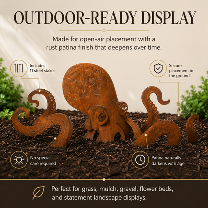 🔥Last Day 49% OFF🔥- 🐙Rust Patina Giant Squid Garden Sculpture