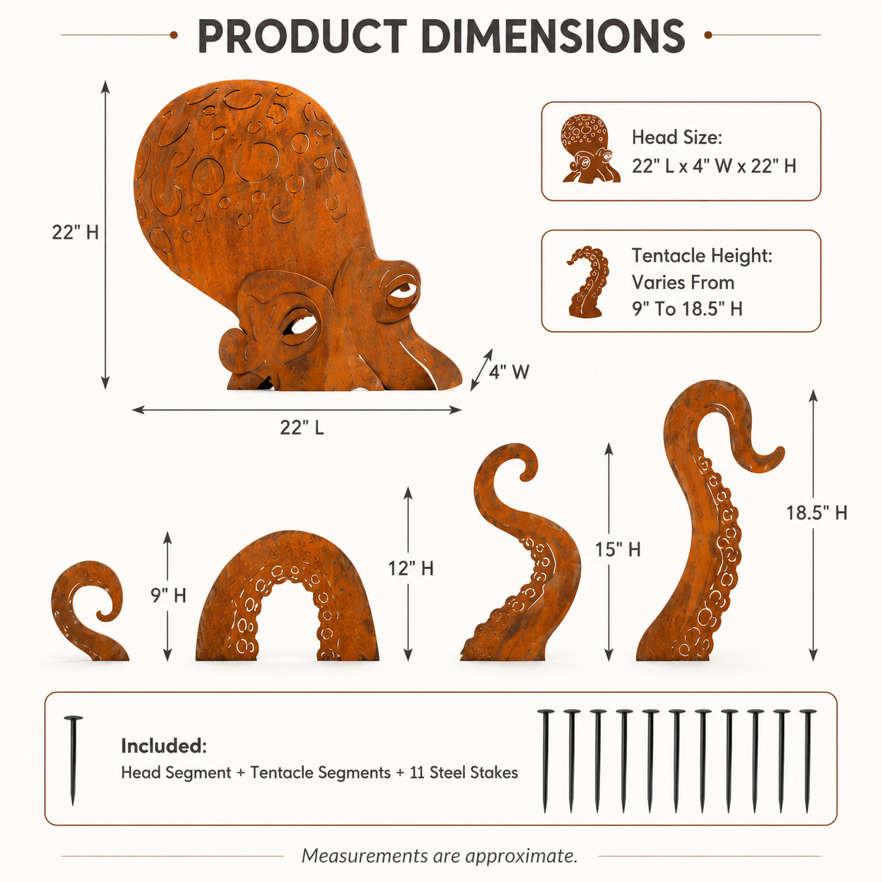 🔥Last Day 49% OFF🔥- 🐙Rust Patina Giant Squid Garden Sculpture