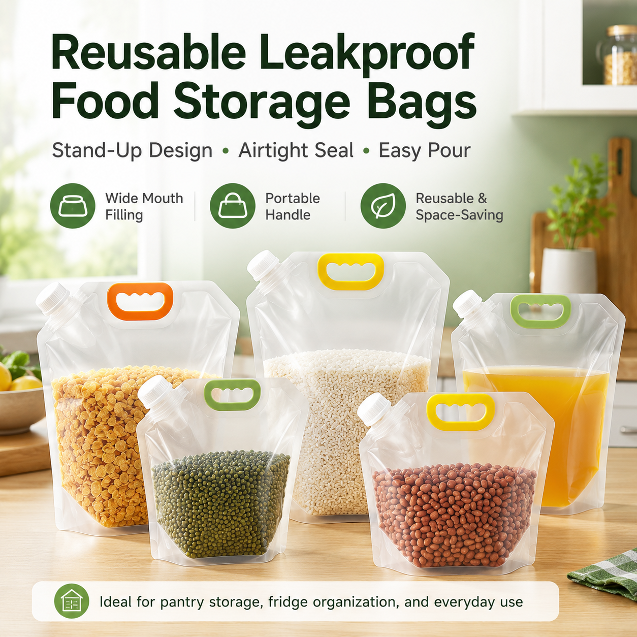 🔥 Best Seller | 5PCS Reusable Stand-Up Food Storage Bags