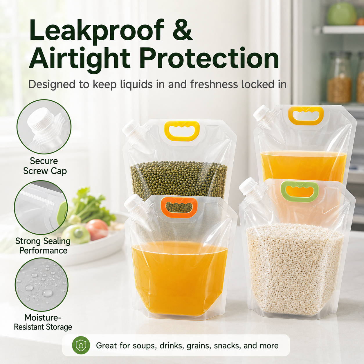 🔥 Best Seller | 5PCS Reusable Stand-Up Food Storage Bags