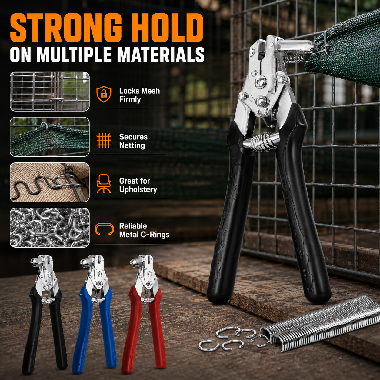 🔥Hot Seller | Hog Ring Pliers Kit with 600 M-Clips