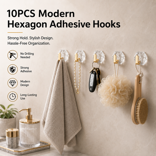 🔥10PCS Modern Hexagon Adhesive Hooks