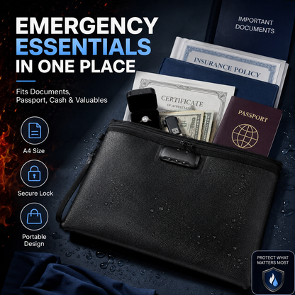 ⚡Hot Sale | Fireproof Document Bag with Lock & Zip