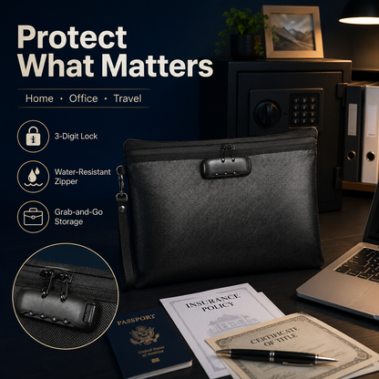⚡Hot Sale | Fireproof Document Bag with Lock & Zip