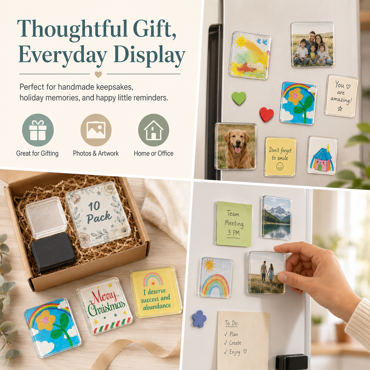 🔥 Hot Sale | 10 Pack 2"x2" Clear Acrylic DIY Fridge Magnets Set with Adhesive Backing