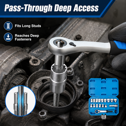 🔥Bestseller｜17-Piece Pass Through Socket Set, Metric 10–24mm