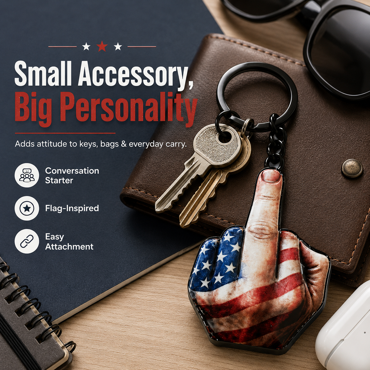 💥New Arrival | Middle Finger FAFO Keychain Aluminum Alloy