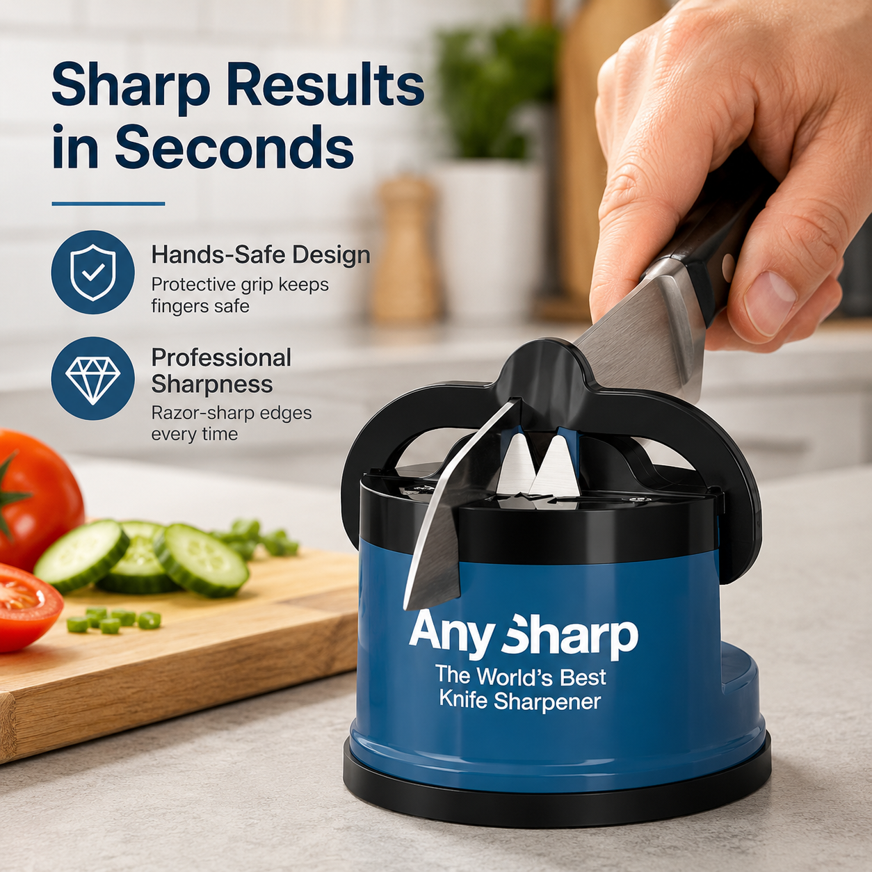 🔥 Kitchen Essential | Hands-Free Knife Sharpener