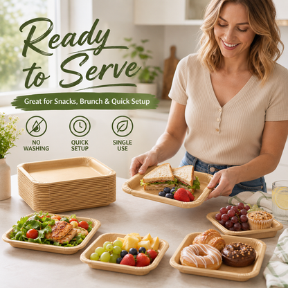 🔥Bestseller｜15 Servings Total - Large 9.5in X 9.5in Multi-Use Reusable Paper Plates