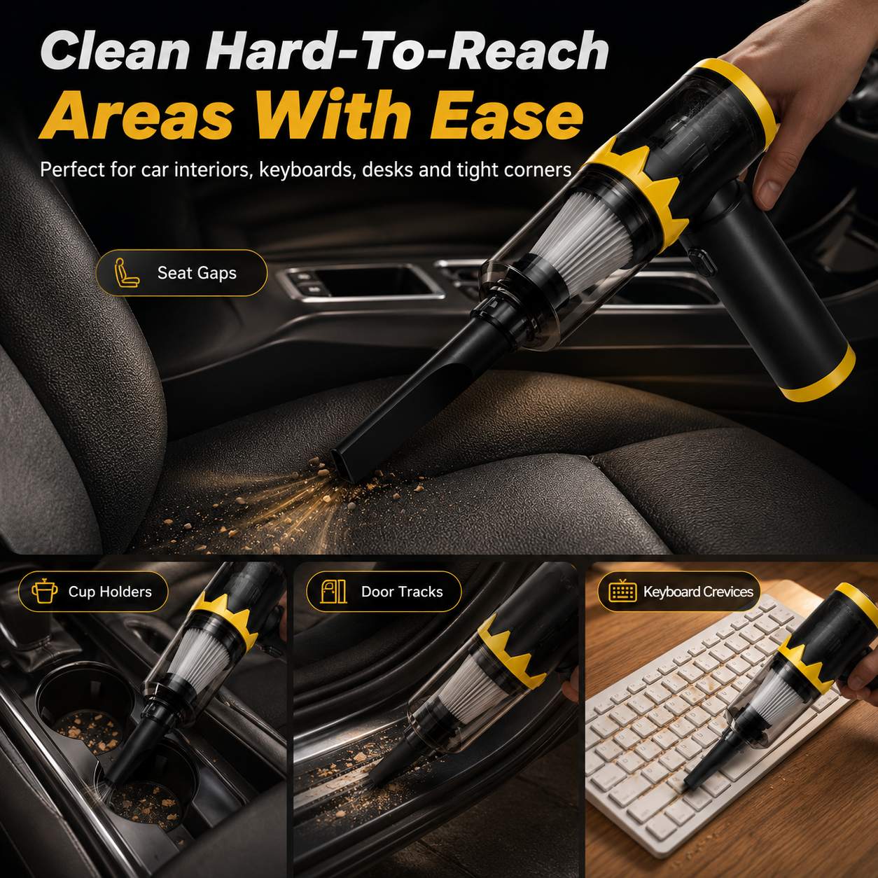 Ultra-Light 4-in-1 Handheld Vacuum, 120,000RPM & 20,000Pa Suction