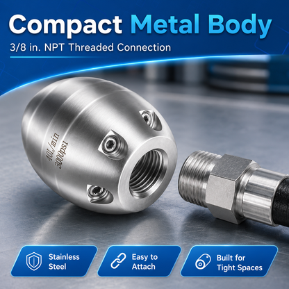 ⚡3/8” NPT High Pressure Sewer Jetter Nozzle for Pressure Washer（40 L/Min, 3000 PSI）