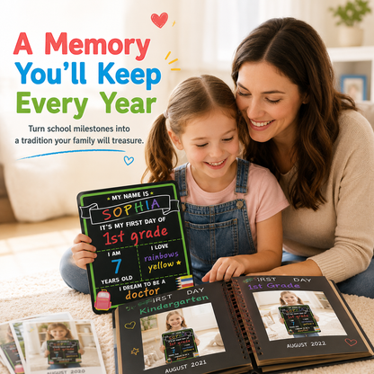 📸 Double-Sided First & Last Day Chalkboard Sign – Reusable School Photo Prop