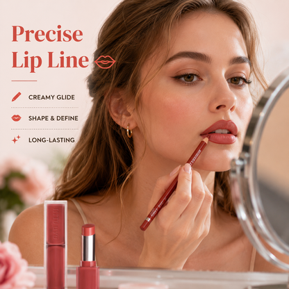 🔥Dual-Ended Lip Duo: Long-Lasting Waterproof Lip Liner + High-Gloss Lip Glaze Pen