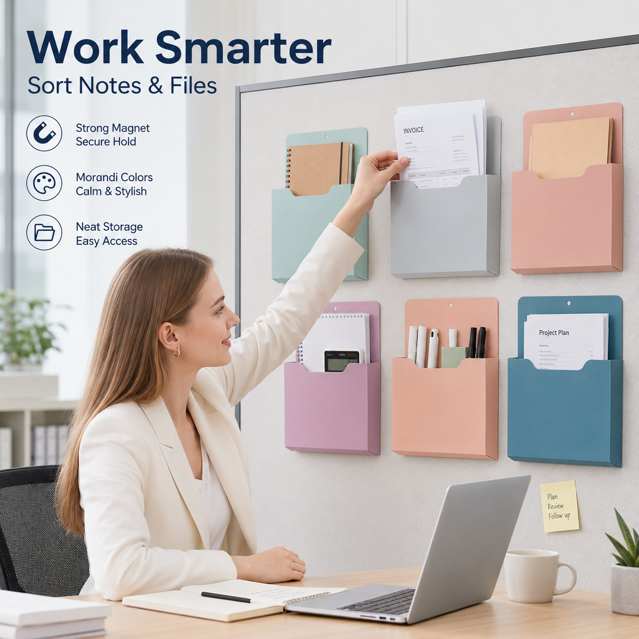 🔥Magnetic File Holder Paper Holder Pocket Organizer Hanging 10 X 13 Inch