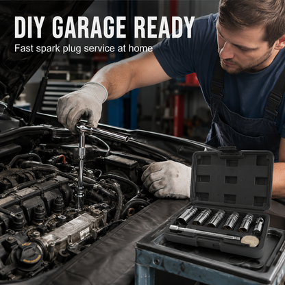 🔥3/8-Inch Drive 6-Point CR-V Steel Spark Plug Socket Wrench Set (8-Piece) 🛠️