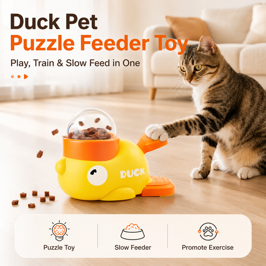 🦆 Duck Puzzle Feeder – IQ Treat Toy for Cats & Small Dogs,
