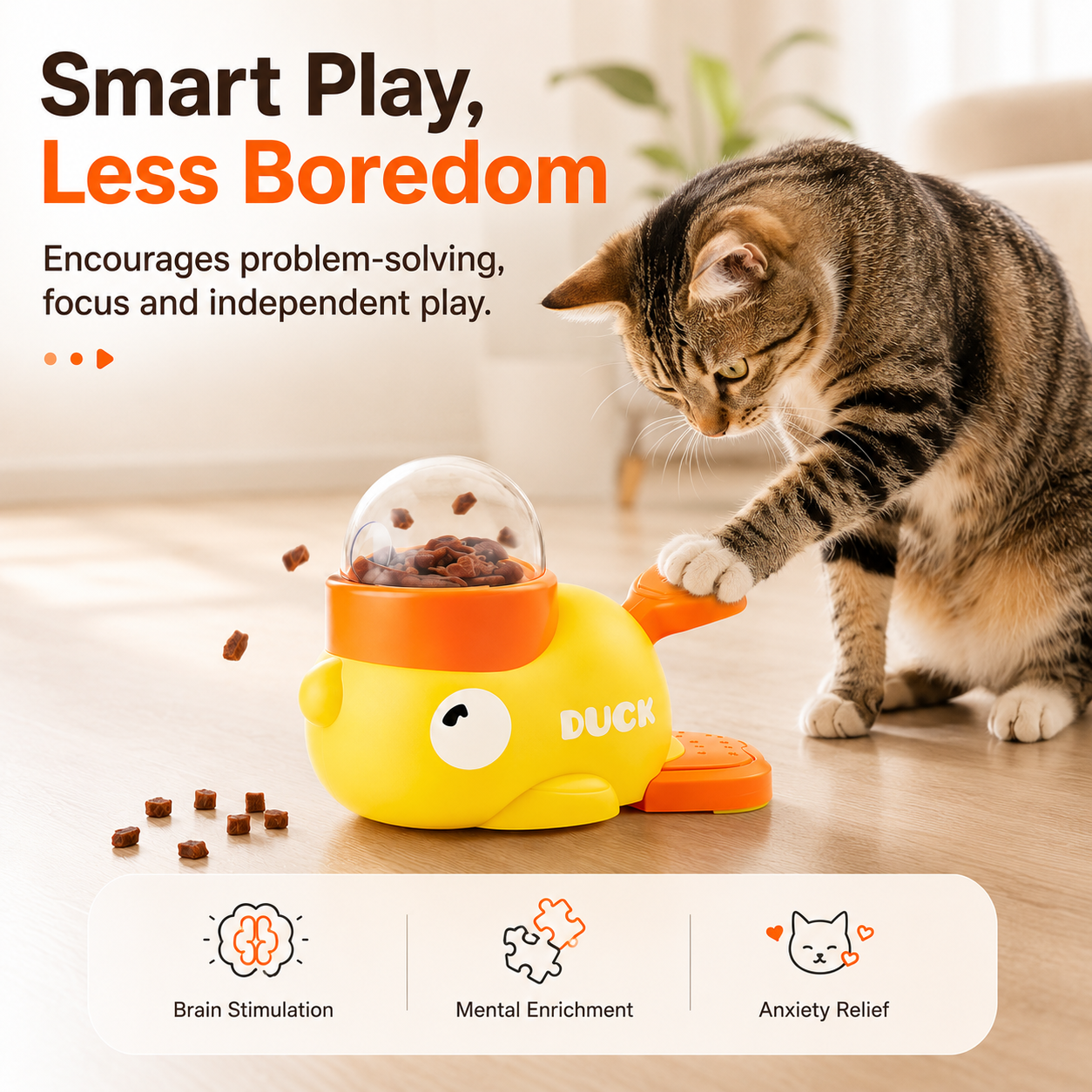 🦆 Duck Puzzle Feeder – IQ Treat Toy for Cats & Small Dogs,