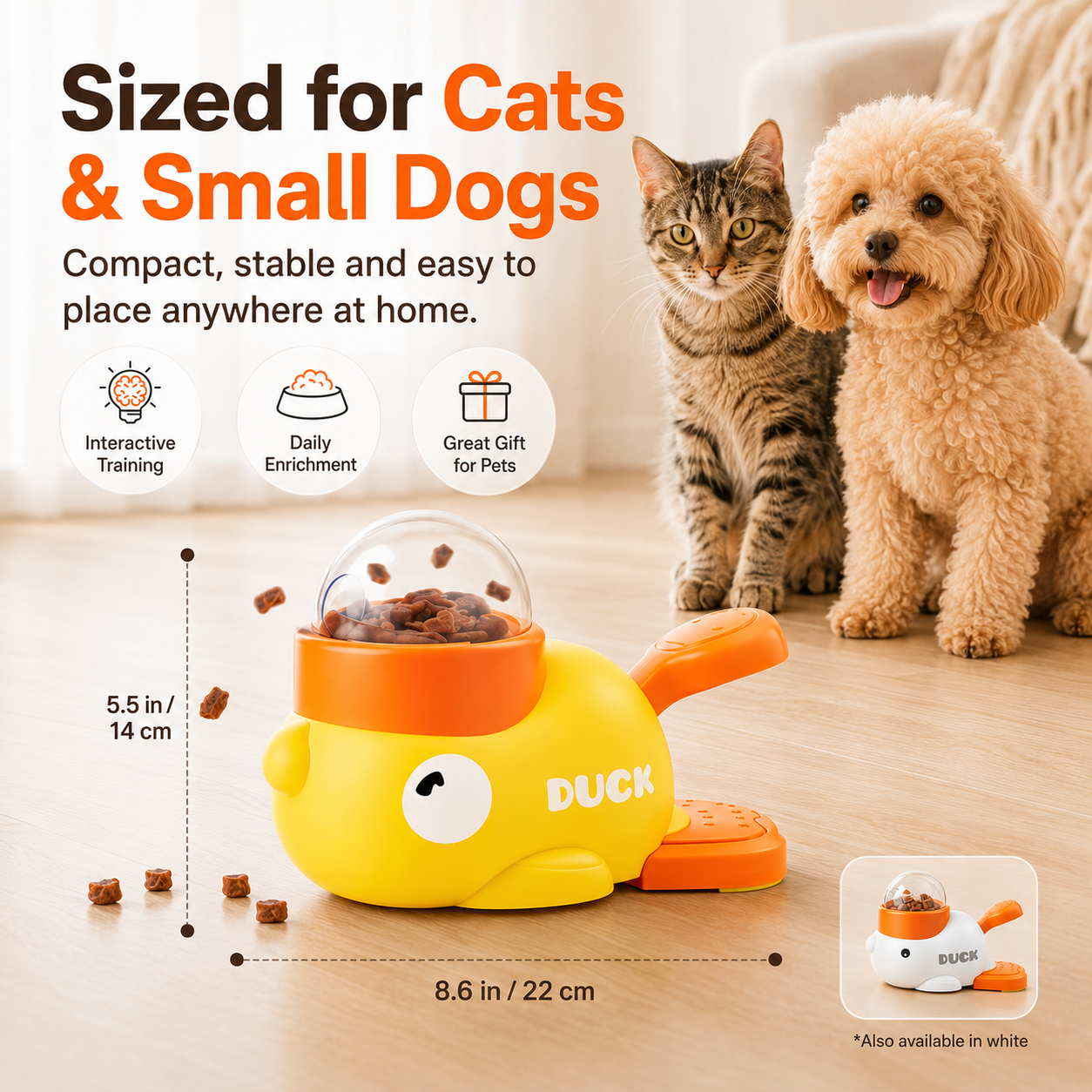 🦆 Duck Puzzle Feeder – IQ Treat Toy for Cats & Small Dogs,