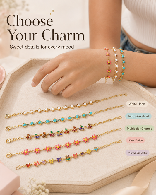 🔥Hot Sale | Cherry Heart Bracelet – Gold-Tone Versatile Fashion Jewelry