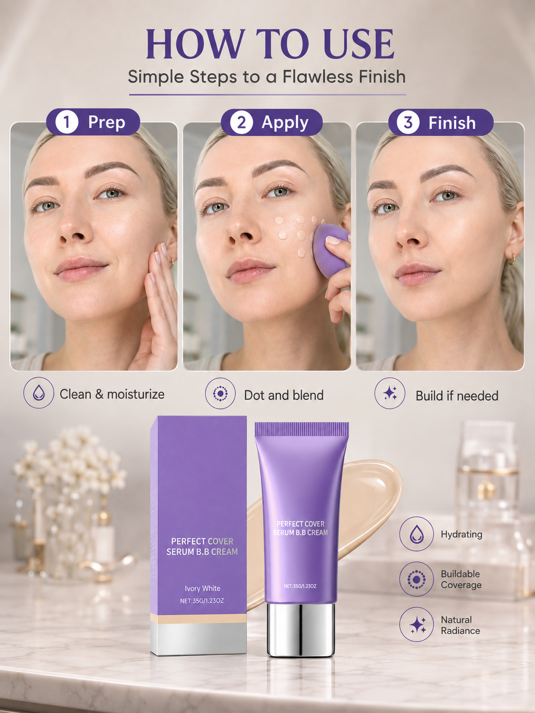 ✨ Hot Sale | Perfect Cover Serum BB Cream – Hydrating, Skin-Rejuvenating & Glass Skin Finish
