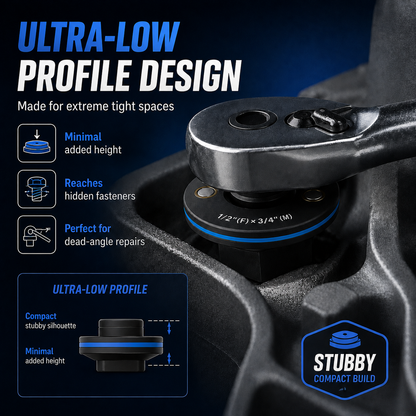 🔧 Stubby Impact Socket Adapter Set – 4PCS Low-Profile Ratchet Adapters for Tight Spaces